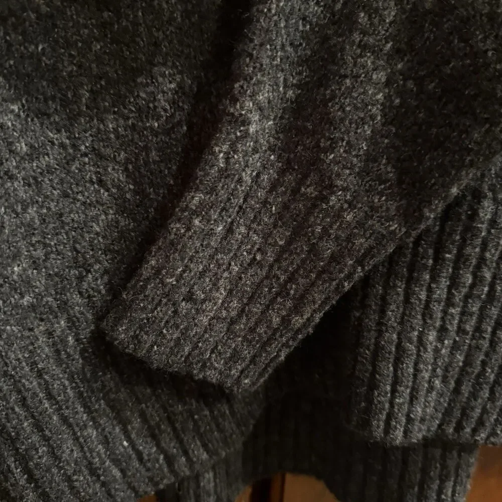 Michael Kors Wool Blend Dark Gray Cowl Neck Sweater Elliptical Hem Medium